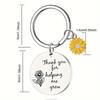 Sunflower Pendant Metal Stainless Steel Keychain For Parents Teachers Handmade Jewelry Gift Key Decoration