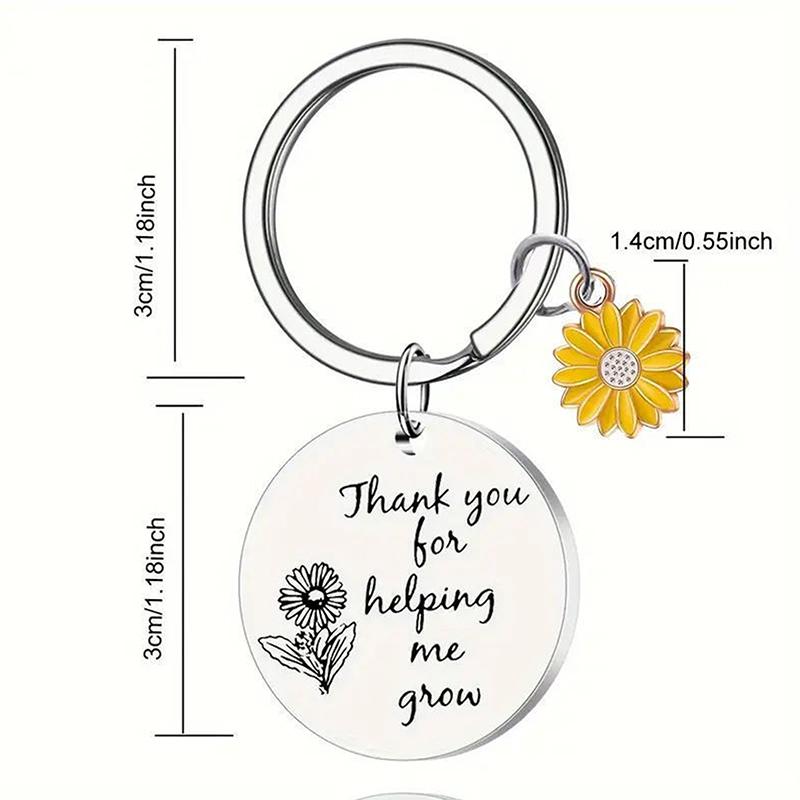 Sunflower Pendant Metal Stainless Steel Keychain For Parents Teachers Handmade Jewelry Gift Key Decoration