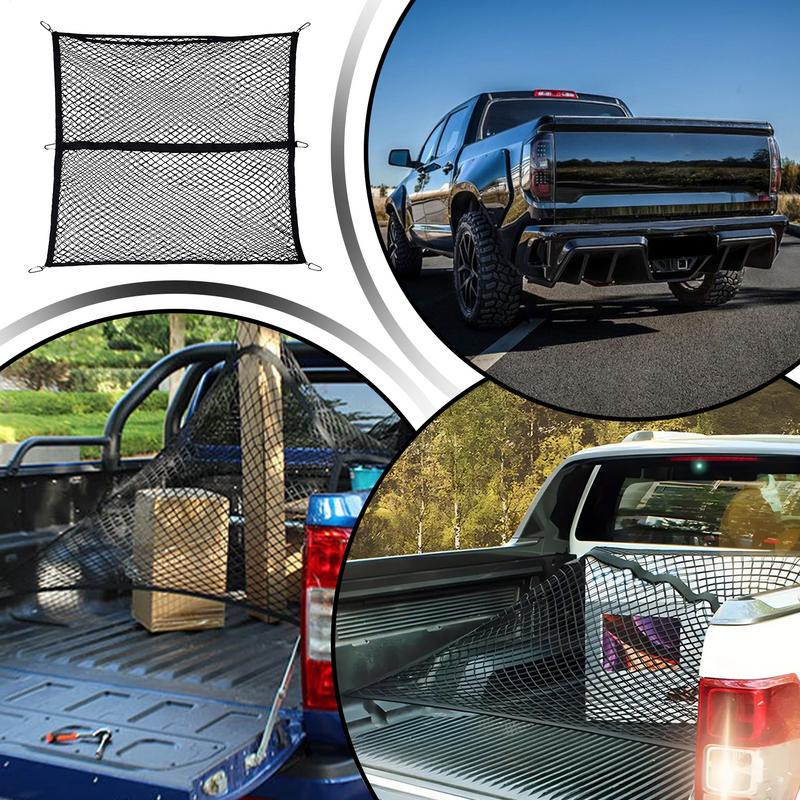 Car Ceiling Cargo Net Double Layer, Highly Elastic Heavy Duty Truck Mesh Organizer For Trunk Moving Storage