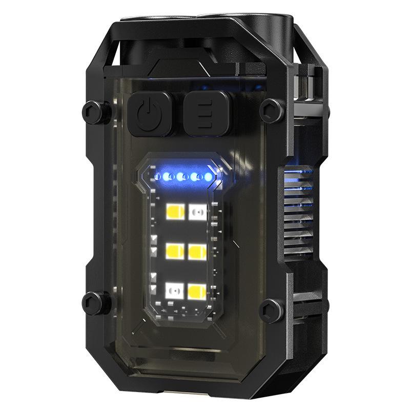 Multifunctional Dual LED Keychain Flashlight with Magnetic COB Side Light and High Brightness Warning Light