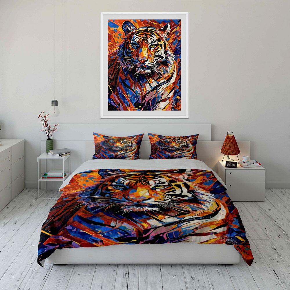 Stylized Multicolored Tiger Face. Bedding Sets Duvet Cover Sets Duvet Covers Pillowcases(1*Duvet Cover 2*Pillowcases Without Duvet Insert)
