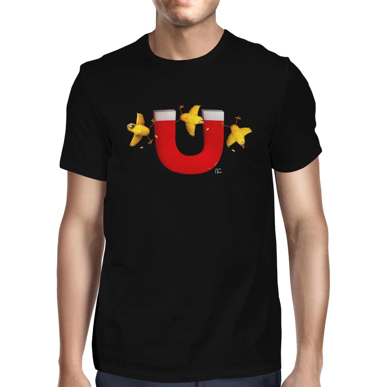1Tee Mens Bird Magnet Science T-Shirt S