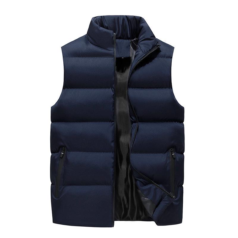 Men's Cotton-Padded Stand Collar Vest - Autumn/Winter Casual Sleeveless Outerwear