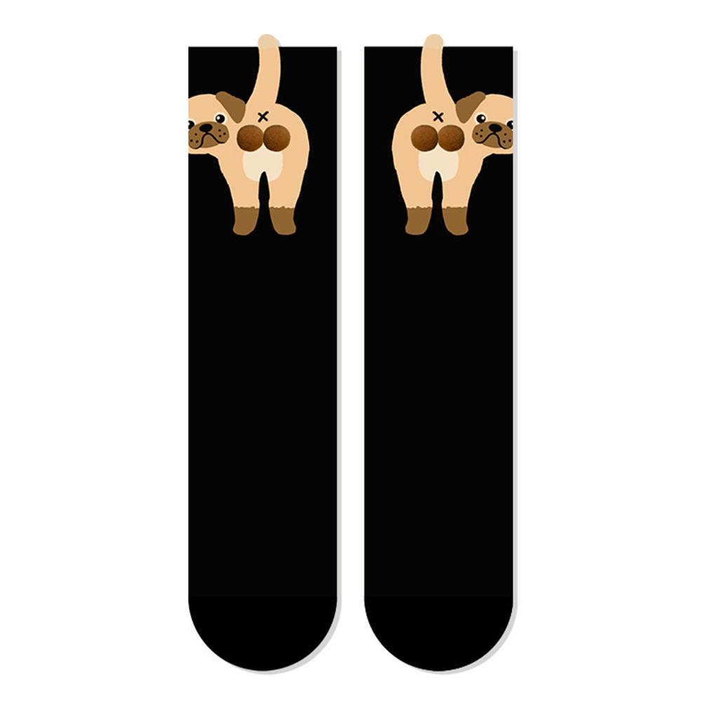 1/2Pair Cartoon Cute Dog/Cat Balls Cotton Socks Lolita Knitting Socks Women Girls Middle Tube Sleep Sock Pet Print Floor Sock