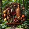 Metal Round Wall Art Grape Wine Decor 88 Inch Carved Plaque For Home Cafe