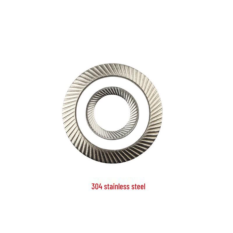 Double-Sided Serrated Lock Washer, 65Mn Steel & 304 Stainless, Anti-Loosening & Anti-Slip, Self-Locking