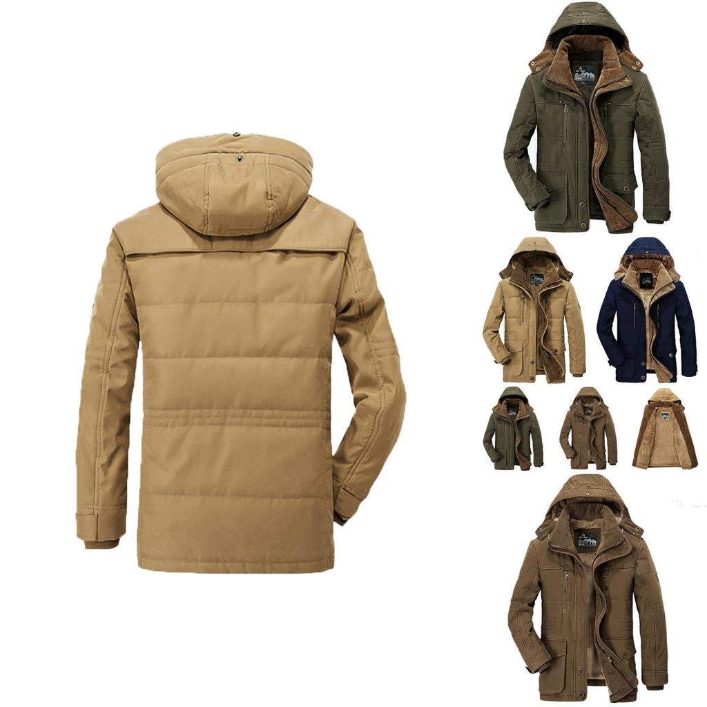 Men's Premium Quality Warm Jacket Military Parka Fur Lined Long Coat Hooded Winter Coat