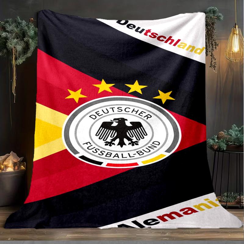 1PC German Football Emblem Printed Soft Flannel Blanket Throw for Adult Bedroom Living Room Sofa Camping Travel Fan gifts Christmas Gifts