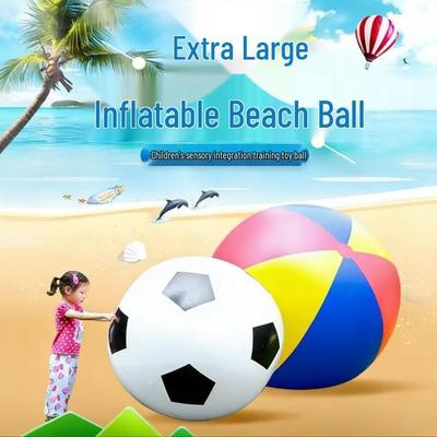 Inflatable Three-Color PVC Ball: Outdoor Parent-Child Play Ball for Beach, Kindergarten, Football, Basketball, Volleyball.