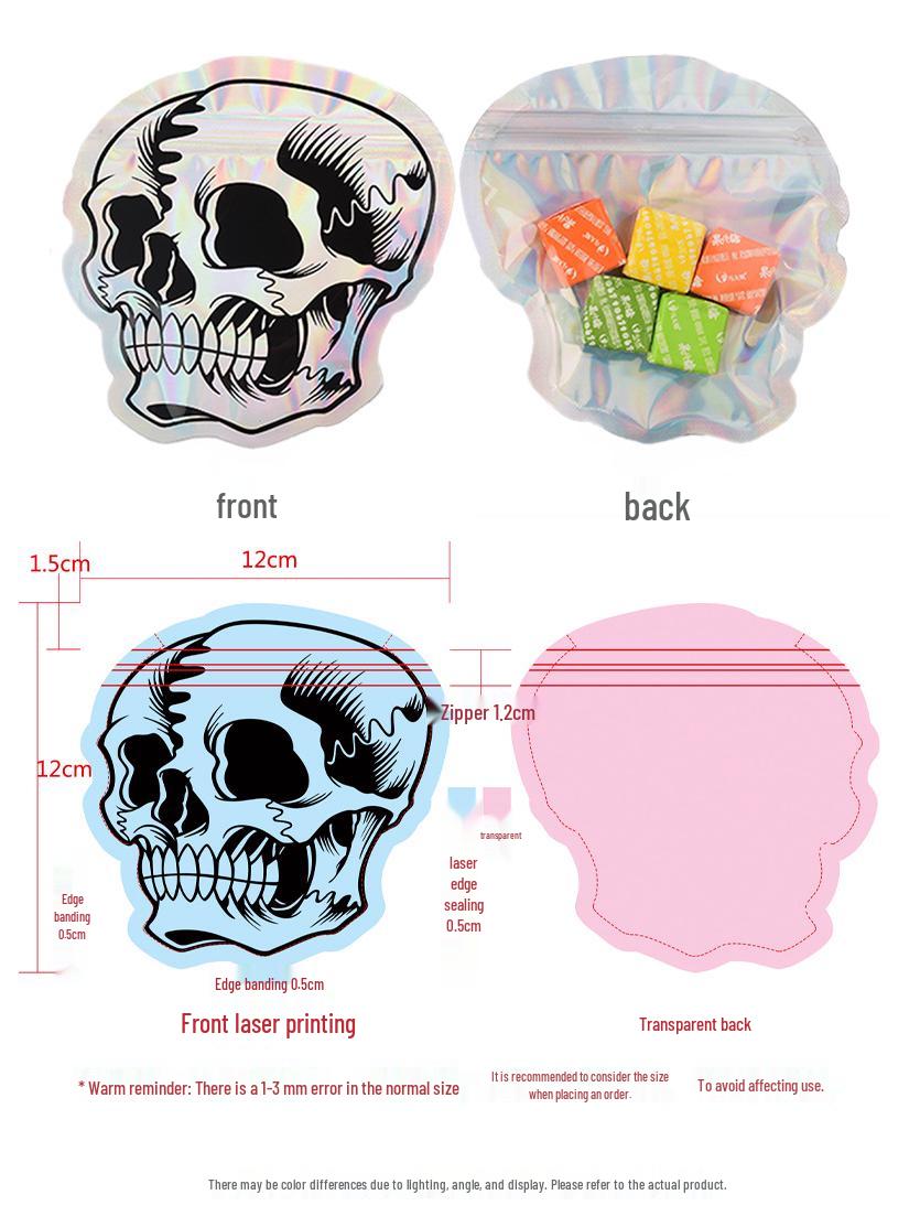 Irregular Shape Laser Skull Candy Bag - Halloween Party Ghost Yin Yang Self-sealing Bag