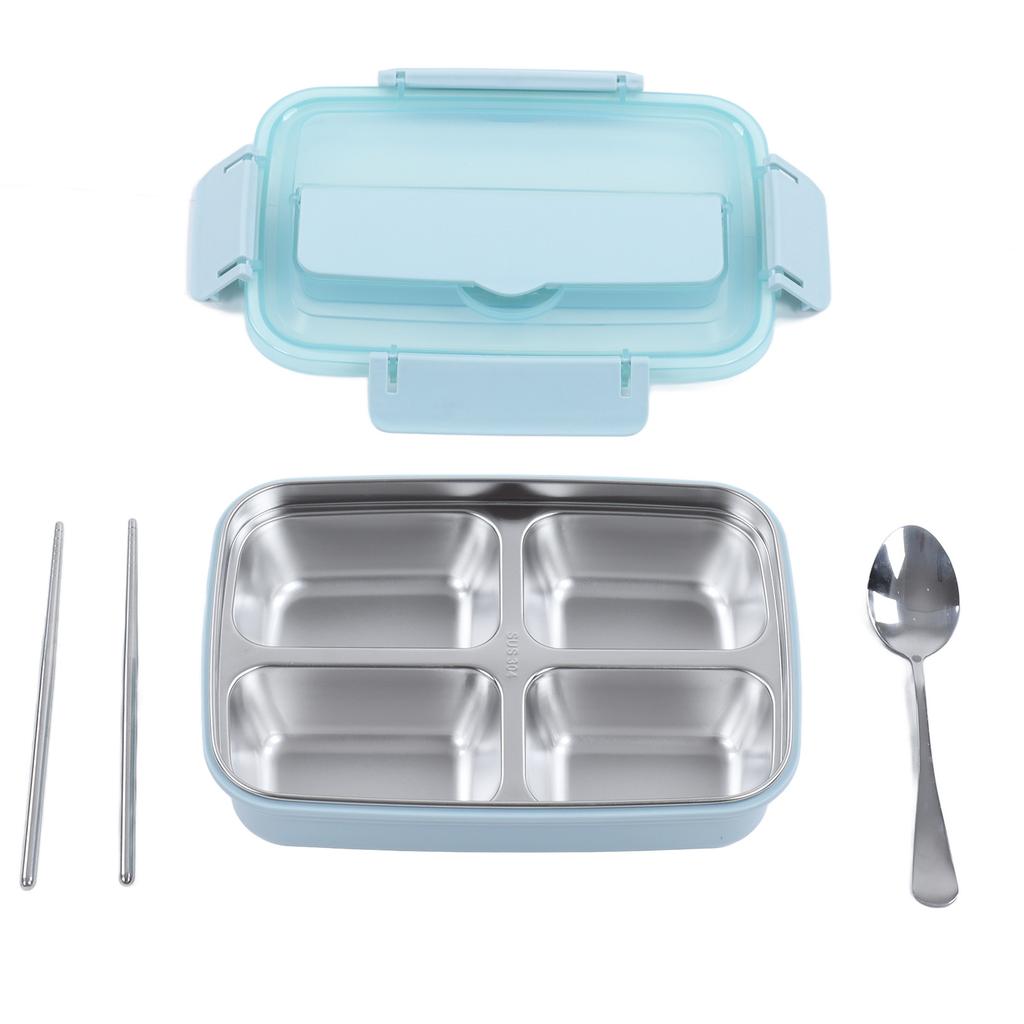 Lunch Box 4 Compartments 304 Stainless Steel Tableware Portable Lunch Containers for School Office