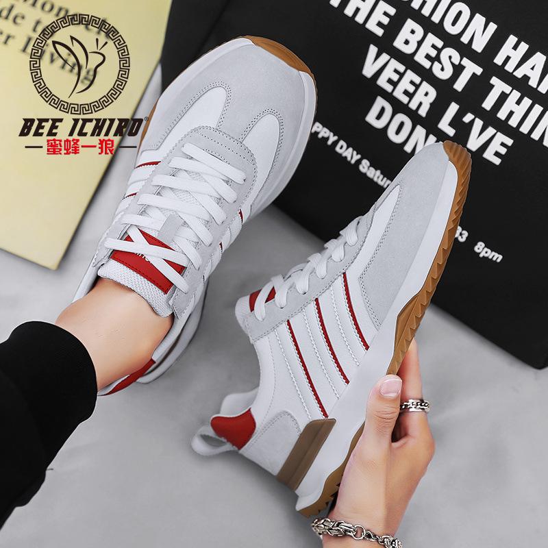 Spring new casual leather running trendy shoes thick baseplate shoes sports men's shoes