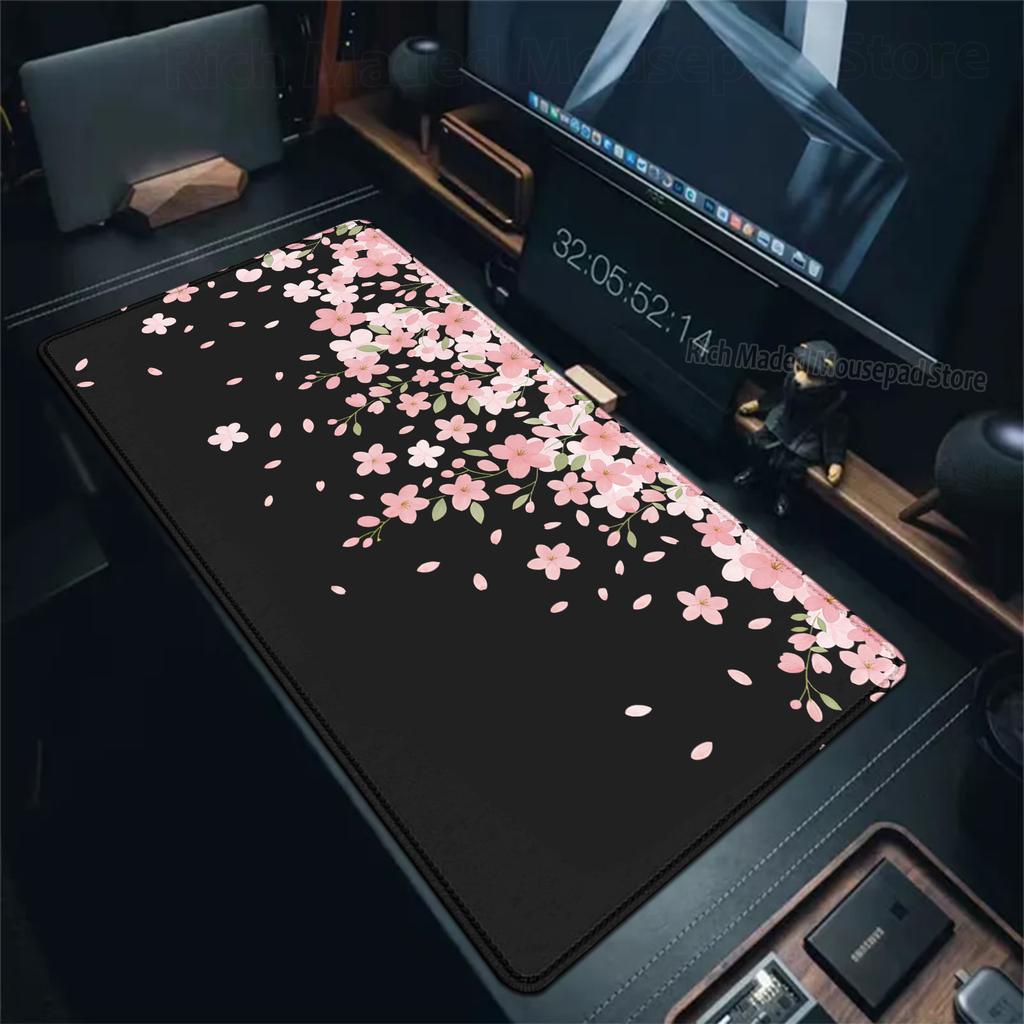 Mauspad Gaming Grüne Blume Gras Ästhetik Mauspads XXL Tastatur Erweiterte Fläche Sakura Teppich Großes Gummi-PC Anime Mauspad