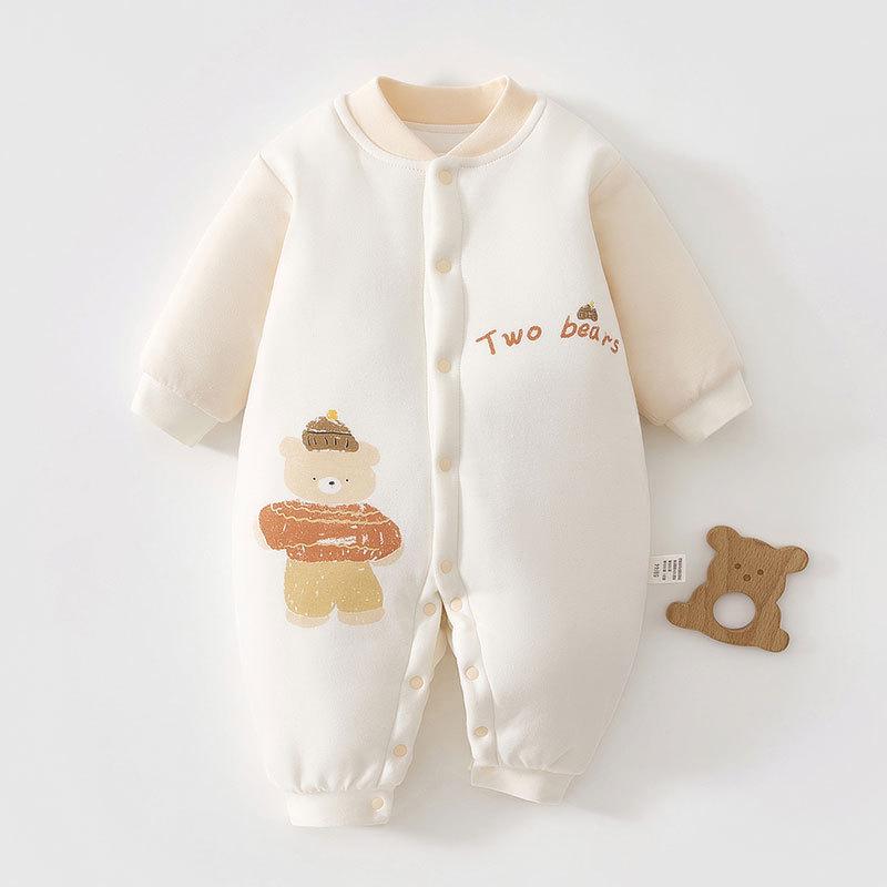 Winter-Ready Baby Bodysuit: 120g Thick Cotton Padded Romper, Pure Cotton Crawling Suit