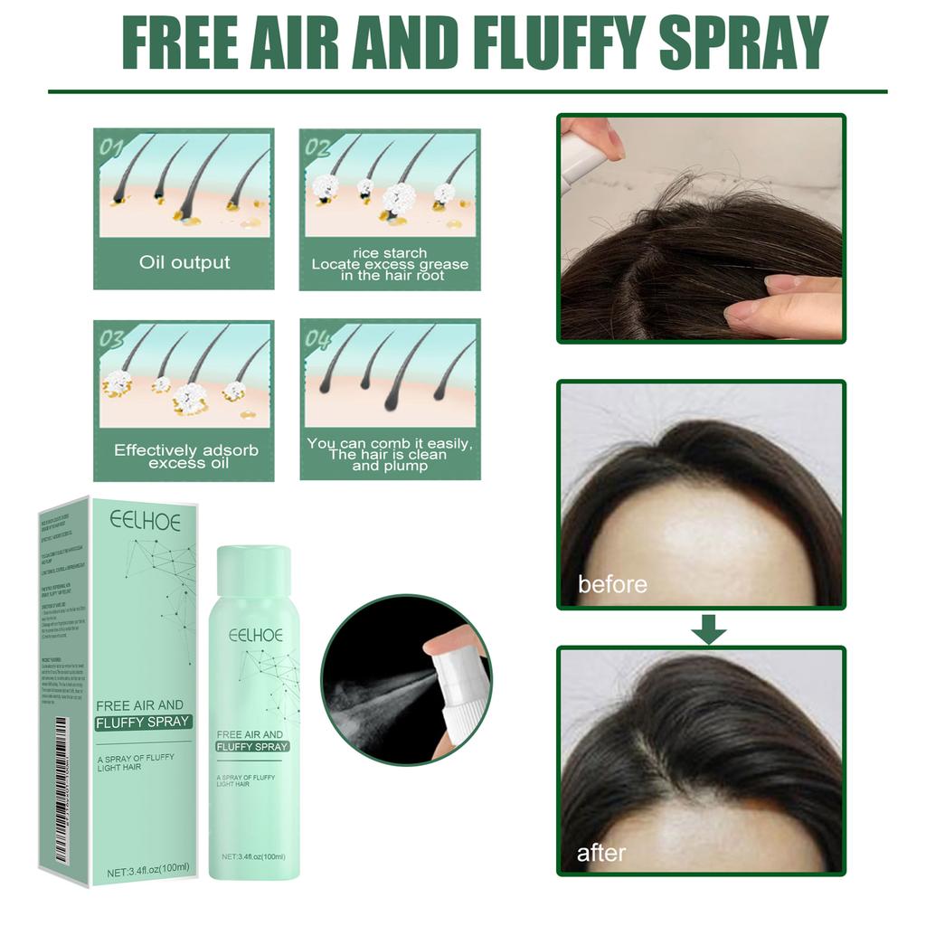 Spülfreies Trockenshampoo, luftig-fluffige Textur, ölentfernend und erfrischend, spülfreies Haartrockenmittel