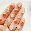 30pcs Resin Mini Pink Series Strawberry Nail Art Flat back Stone Figurines Scrapbook DIY Jewelry Decor Crafts