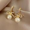 2023 Trendy Bow Pearl Stud Earrings - Simple & Stylish Korean-Inspired Design