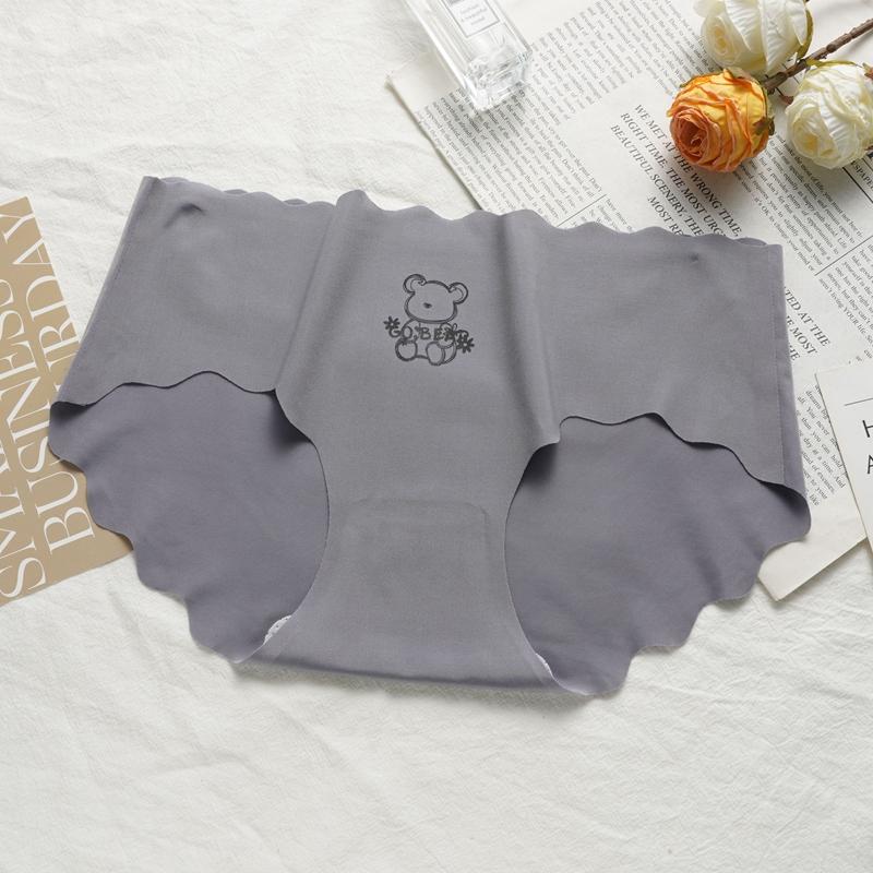 Damen Nahtlose Slips Weibliche Einfarbige Unterwäsche Sexy Eis Seide Bequeme Unterhosen Mädchen Slips Unsichtbare Dessous