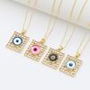 Cross Devil's Eye Zircon Pendant Necklace with Resin Eye Design