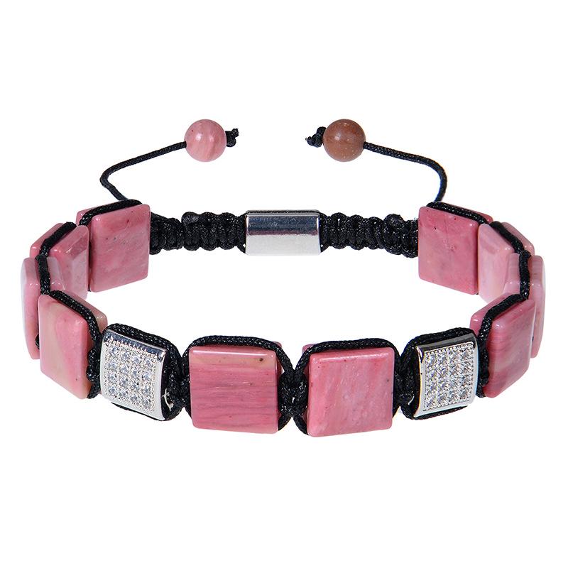 Cross-Border Fashion Square Tiger Eye & Lapis Lazuli Bracelet with Copper & Zircon for Women