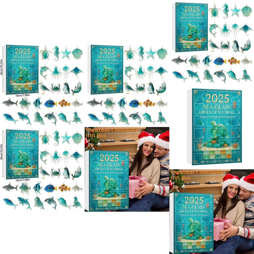 Christmas Advent Calendar Marine Life Acrylic Decorations For Holiday Party And Gift Giving