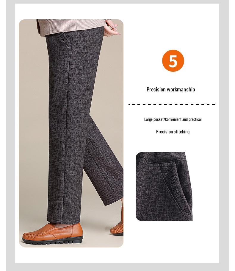 Hengyuanxiang Women's Plus Size Straight-Leg Pants - Spring & Autumn Wear for Middle-Aged & Elderly
