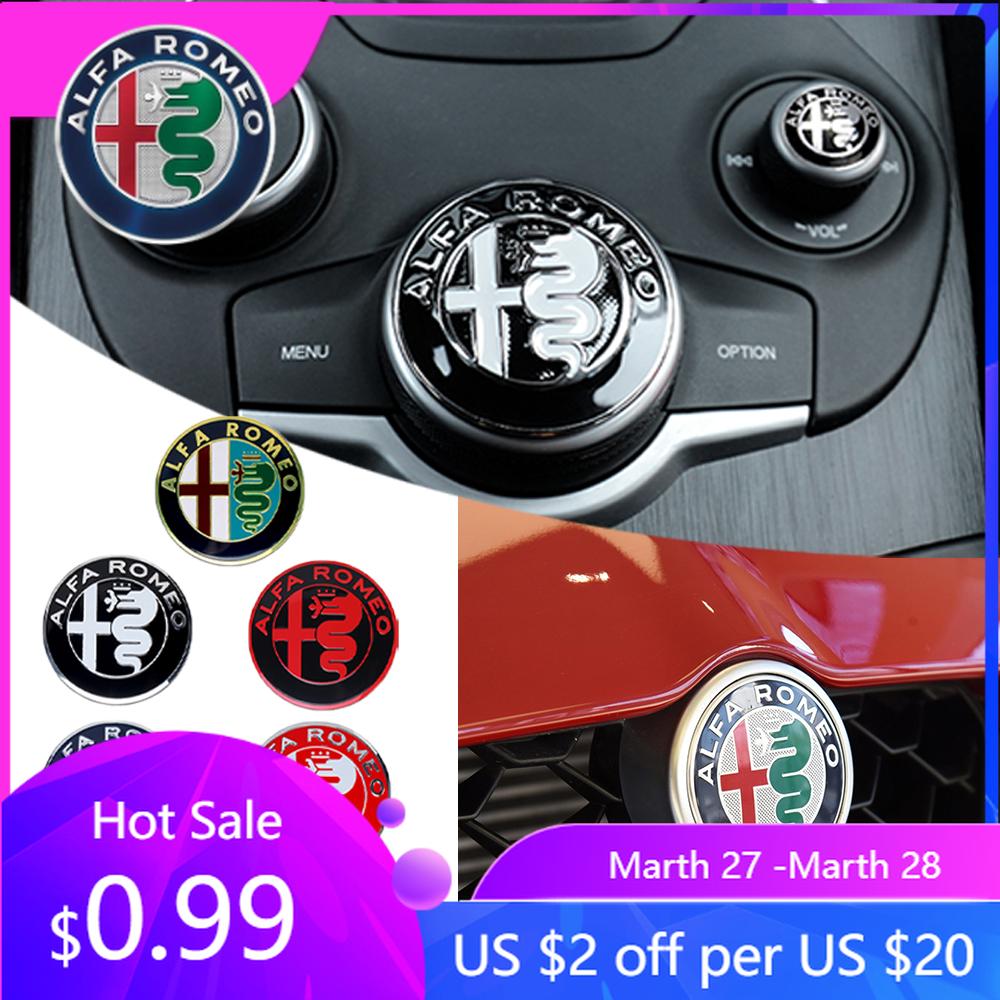 For Alfa Romeo 1PC Car Front Grill Emblem Covers Sticker Center Console Knob Interior Sticker For Alfa Romeo Sportiva Stelvio Au