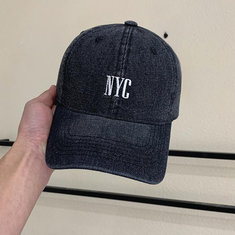 Spring and Summer Washing Denim Embroidered Baseball Cap for Women Korean Style Fashionable Street Sunshade Showing Face Small Baseball Cap