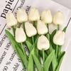 Silicone Tulips Artificial Flowers 34 Cm Decorative Plants for Vase 5 Pcs - Cream