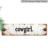 2D Flat, 1pc, "Cowgirl" Metal Sign, Aluminum Decorative Sign, Novelty Street Sign, Home Decor, Room Decor, Wall Decor, Restaurant Decor, Bar Decor