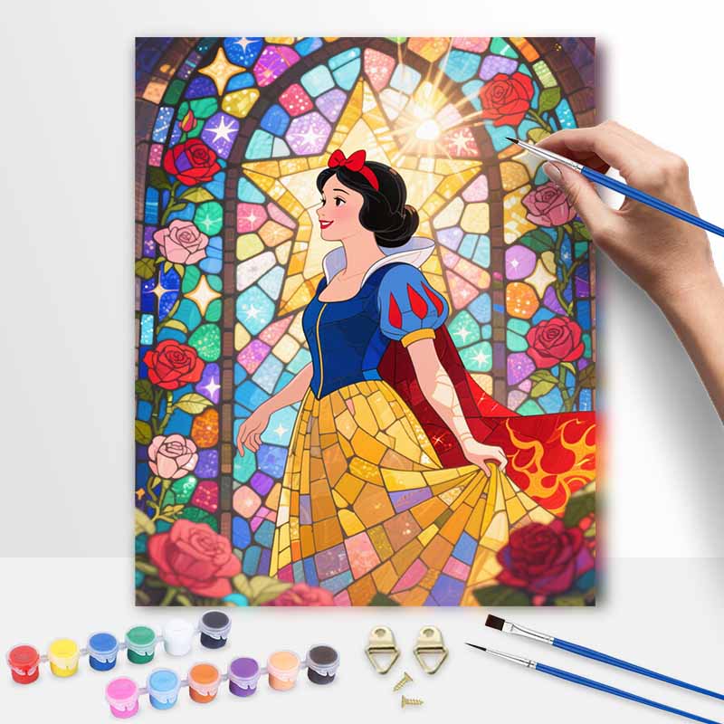 Disney Princess Stained Glass Oil Painting Hand Painting Coloring Painting Handmade Diy Home Decoration Gift