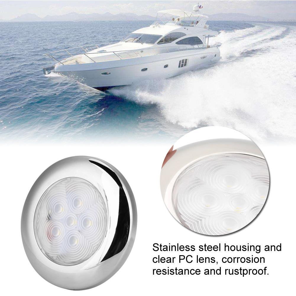 For Marine Boat Yacht 6 LED Light Dome Light Lamp 12V DC Stainless Steel White