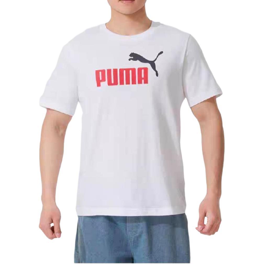 PUMA ESS T Shirts Men's White Crew Neck Moderate 688948-02