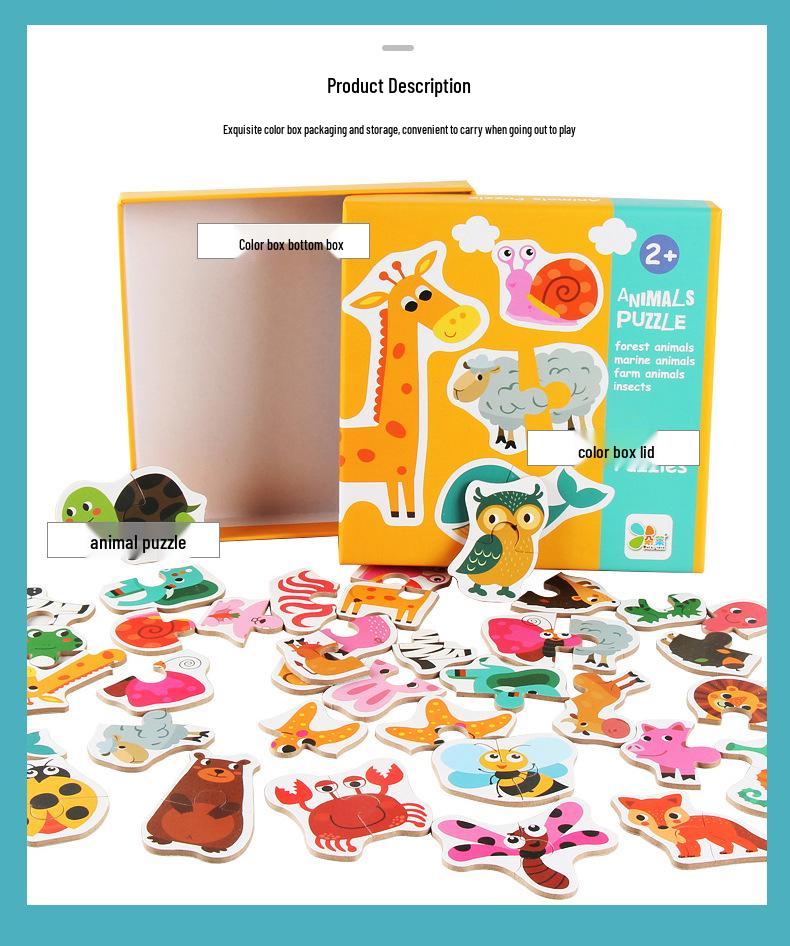 23-Piece Early Education Wooden Puzzle for Kids: Vegetables, Fruits, Animals, Transportation