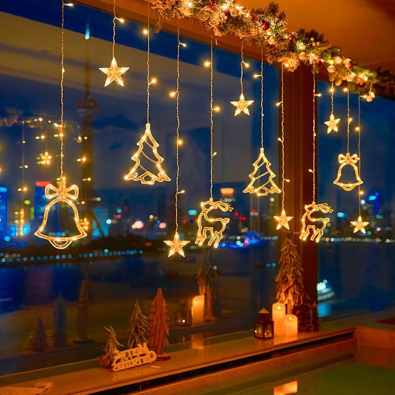 Solar LED Star Moon Curtain String Lights