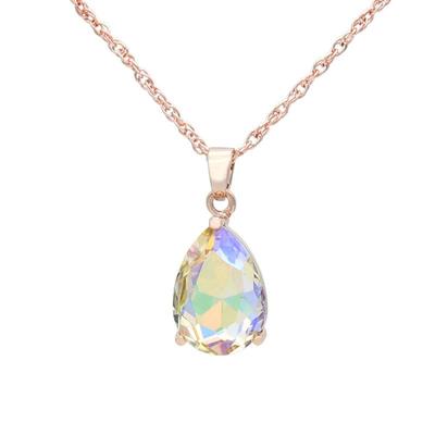 Módní náhrdelník s přívěskem v barvě růžového zlata Water Drop Crystal pro ženy Šperky s temperamentem pro dívky