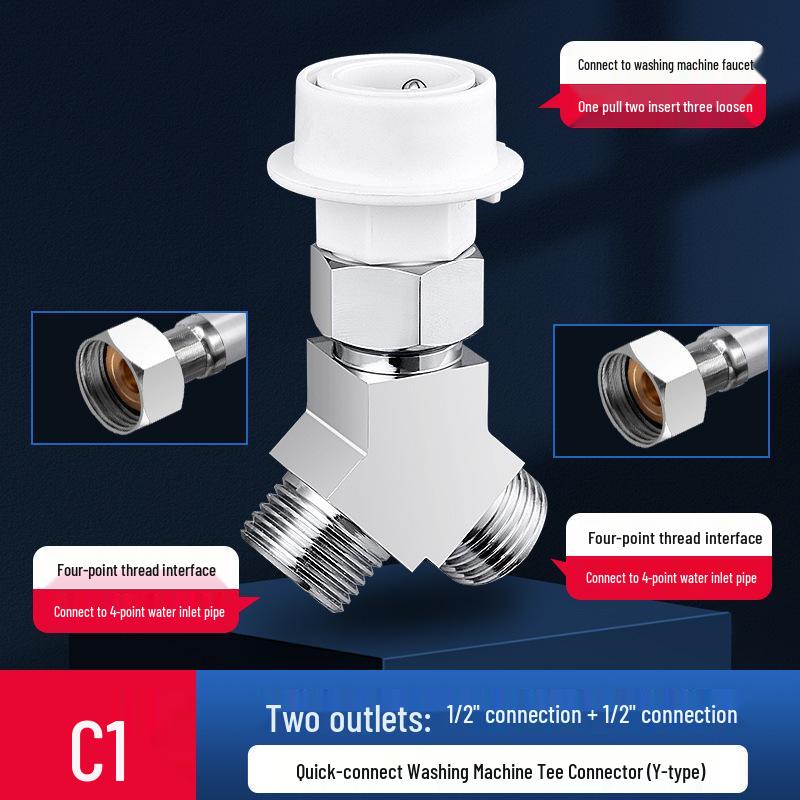 Dual Outlet Washing Machine Faucet Splitter Valve