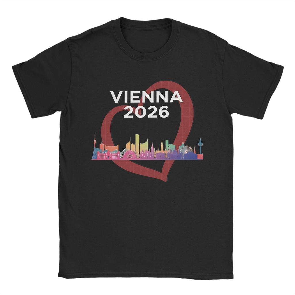Unisex Eurovision Song Contest 2026 Printed Tee Vienna Austria Host City Music Fan Casual Streetwear Top