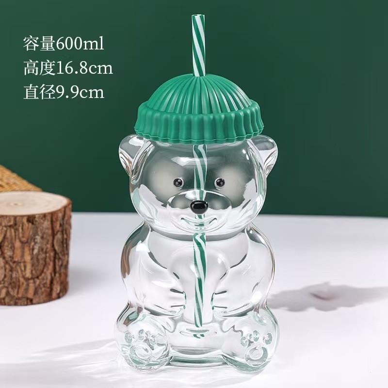 Decorațiune An Nou Urs Formă Cadou Crăciun Cupă Sticlă Cu Pahar Bău Cana de Cafea Desene Animate Drăguțe Creativă Sticlă Cupă Suc Ceai Veselă