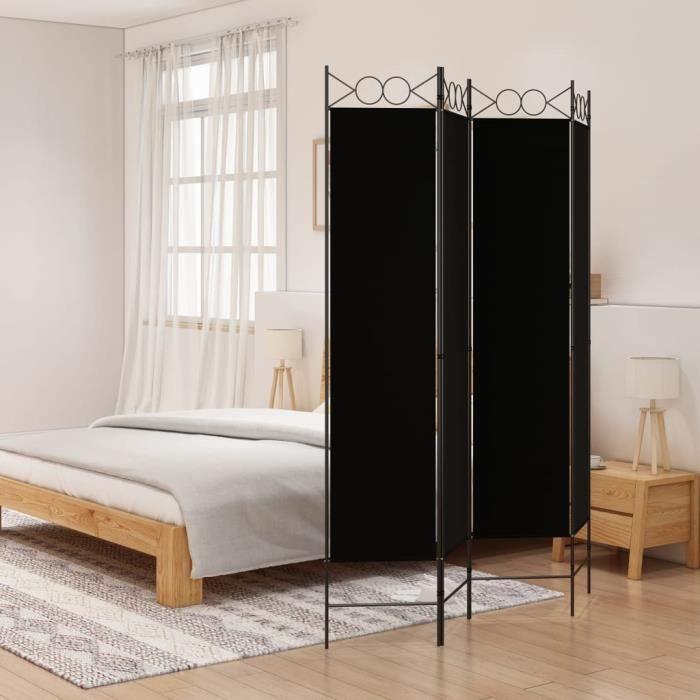 350153 vidaXL Cloison de séparation 4 panneaux Noir 160x200 cm Tissu