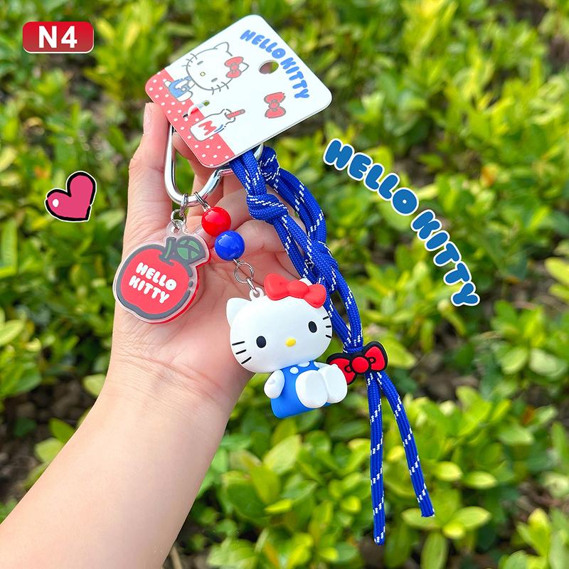 Hellokitty Schlüsselanhänger Kawaii Kt Rot Blau Weiß Klassischer Taschenanhänger Cartoon Stil Mädchen Schlüsselanhänger Geschenk Kitty Fernseher Perlen Schlüsselanhänger