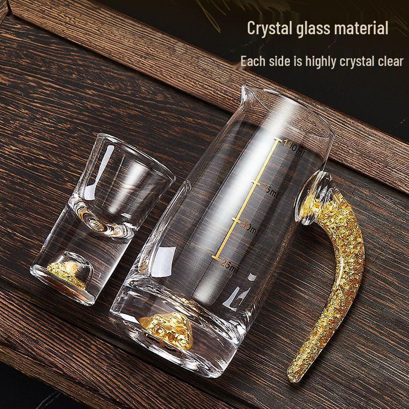 Crystal Baijiu Decanter & Glass Set with Golden Deer Holder