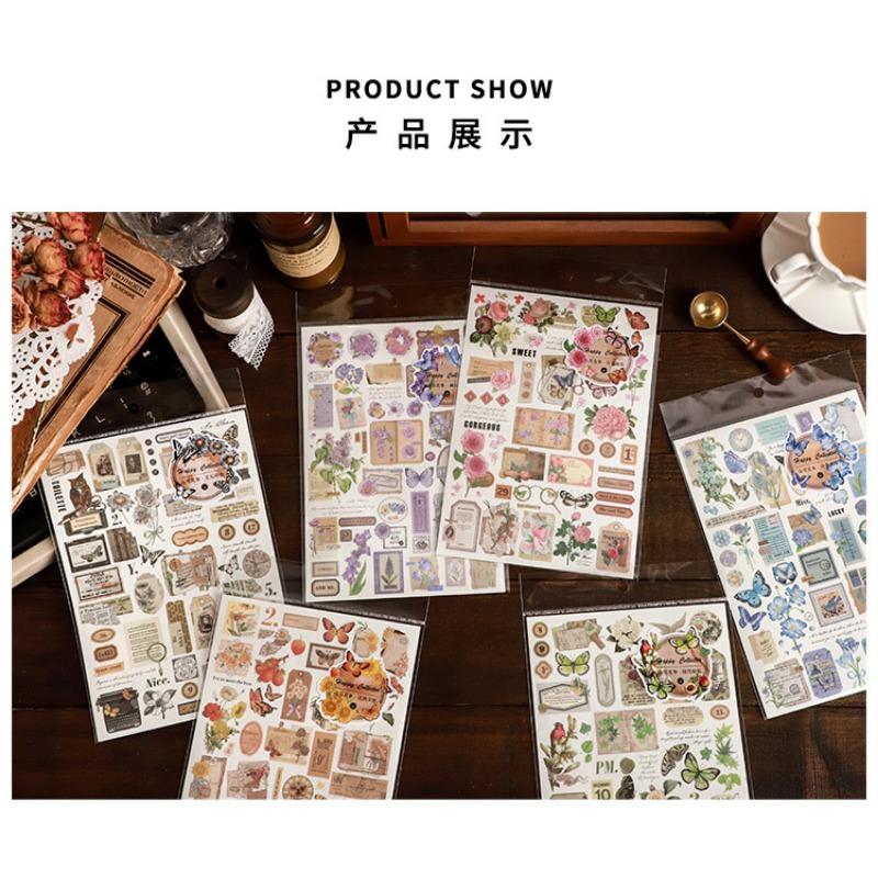 Vintage Butterfly Floral Washi Paper Stickers For Hand Account Scrapbooking Decoration