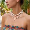 Bohemian Multilayer Starfish Sea Shell Necklace For Women Fashion Imitation Pearl Rice Beads Chain Choker Summer Beach Jewelry