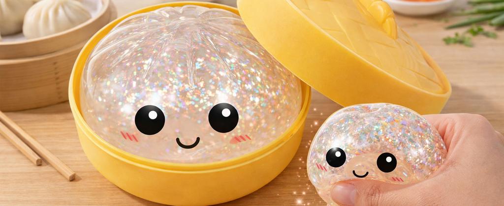 Glitter Dumpling, Glitter Dumpling Squishy Box Dumplings Squishy Anxiety Relief Fidget Soft Squeeze Decompression Dough