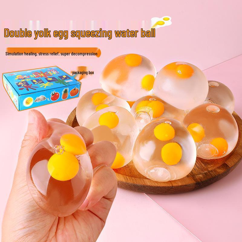 Double Yolk Transparent Egg Stress Toy for Kids - Decompression Squeeze Gift