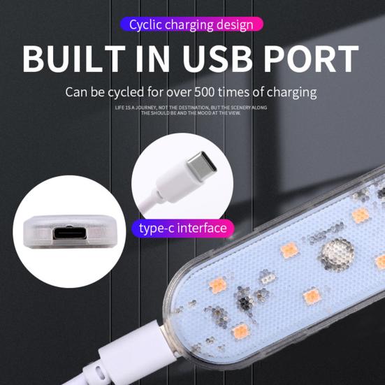 Araba LED Işığı 7 Renk Değiştiren Su Geçirmez Çizilmeye Dayanıklı Mini Boyut Şarj Edilebilir Dokunmatik Kontrol Otomobil İç Mekan LED Işığı