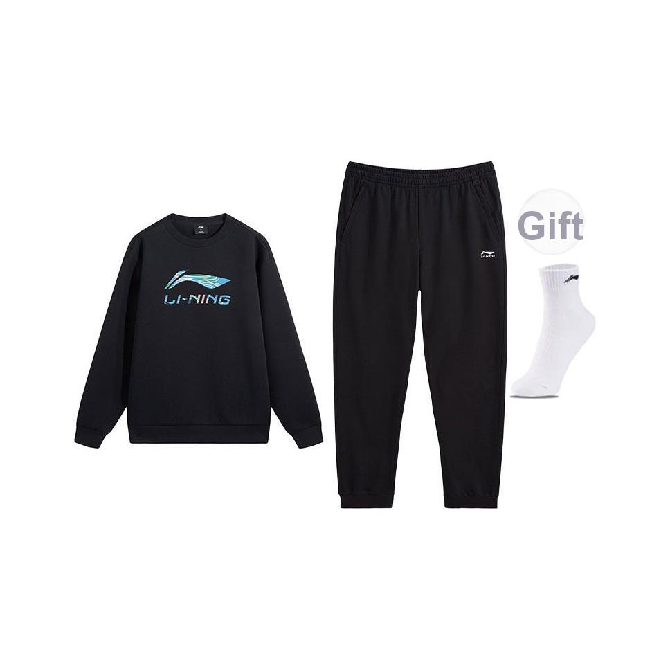 

Li-Ning Trendy Fashion Printed Design Round Neck Sweatshirt Comfortable Versatile Sweatpants Casual Sports Suit AWDVH35-5+AKLVA41-1 3XL