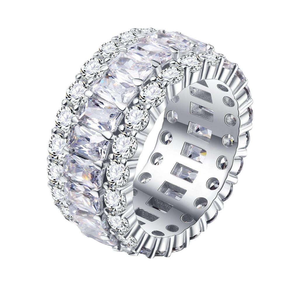 Mujing High-End Simulated Diamond Gemstone Ring for Women - Micro-paved Zircon.