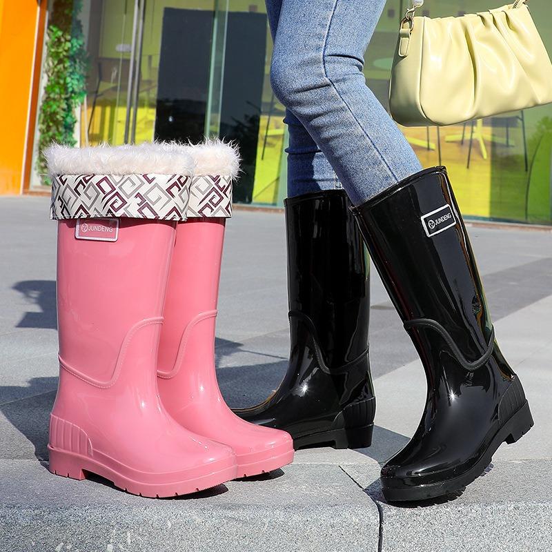 New fashion rain shoes women's adult high rain boots waterproof and non-slip outer wear rubber shoes water shoes